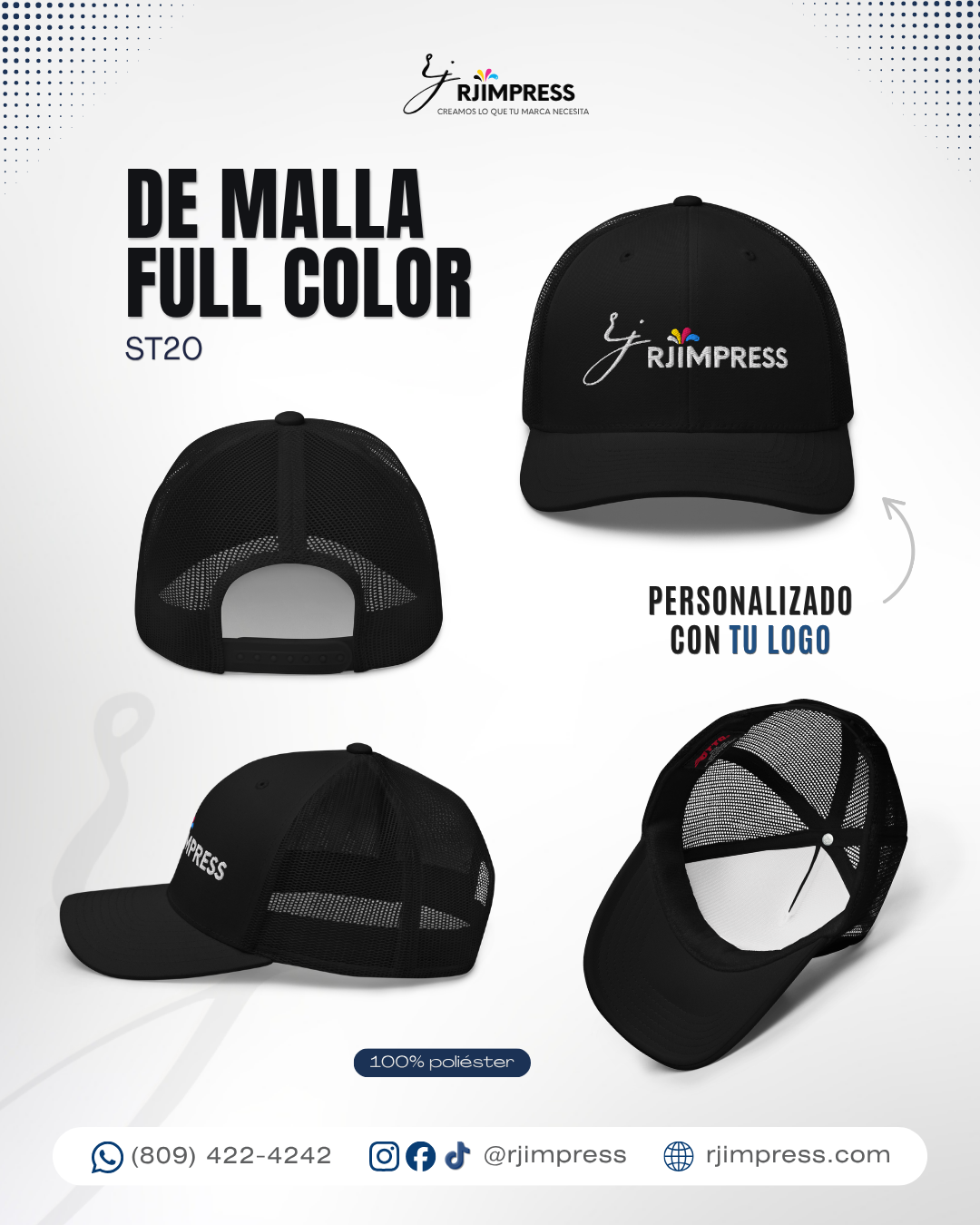 Gorra Malla Full Color ST20 personalizada por RJIMPRESS