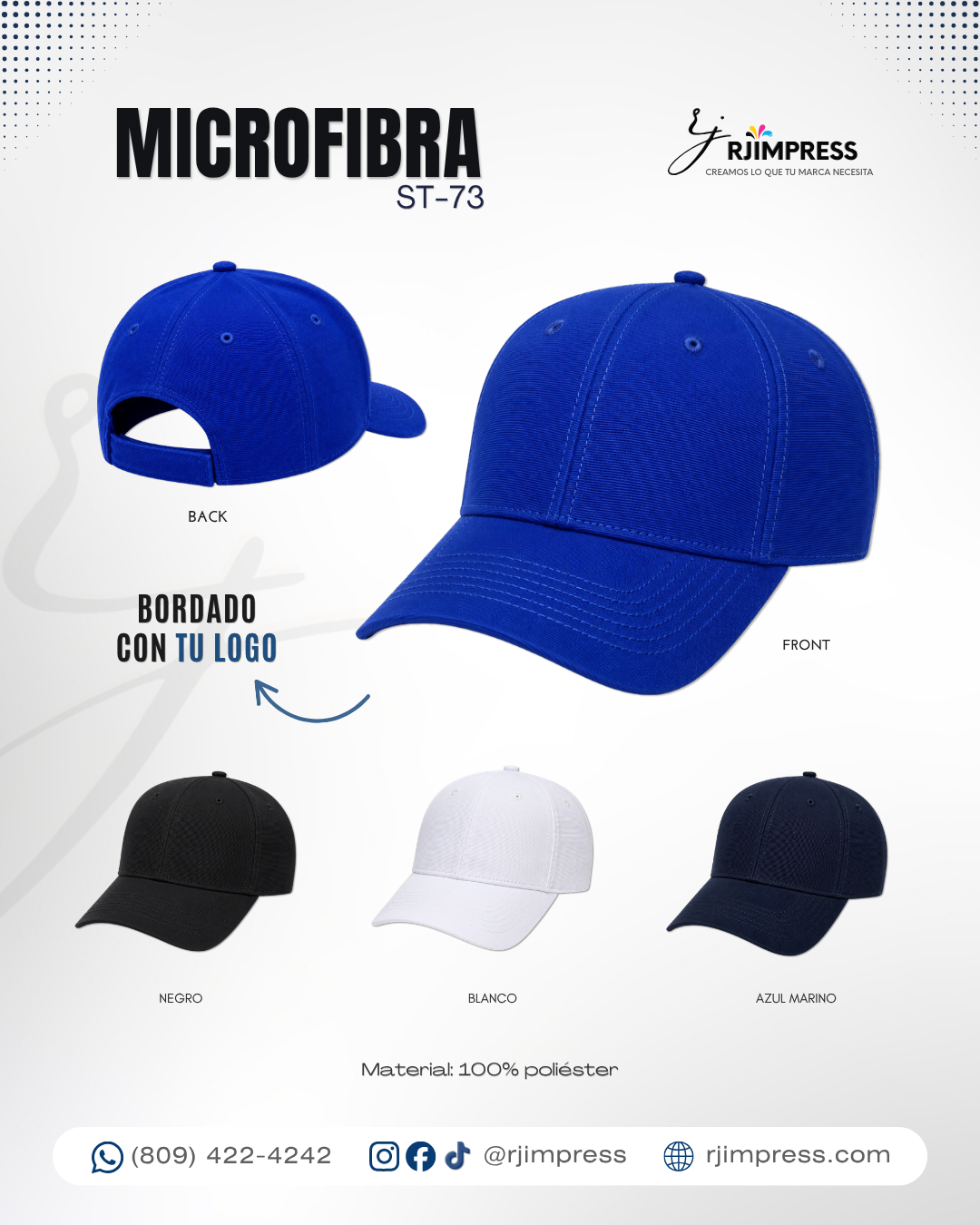 Gorra Microfibra ST-73 personalizada por RJIMPRESS