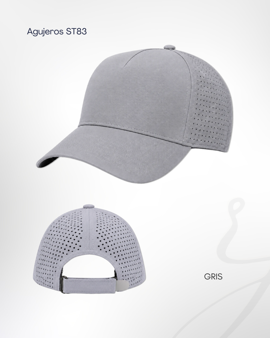 Gorra Agujeros ST83 gris personalizada por RJIMPRESS