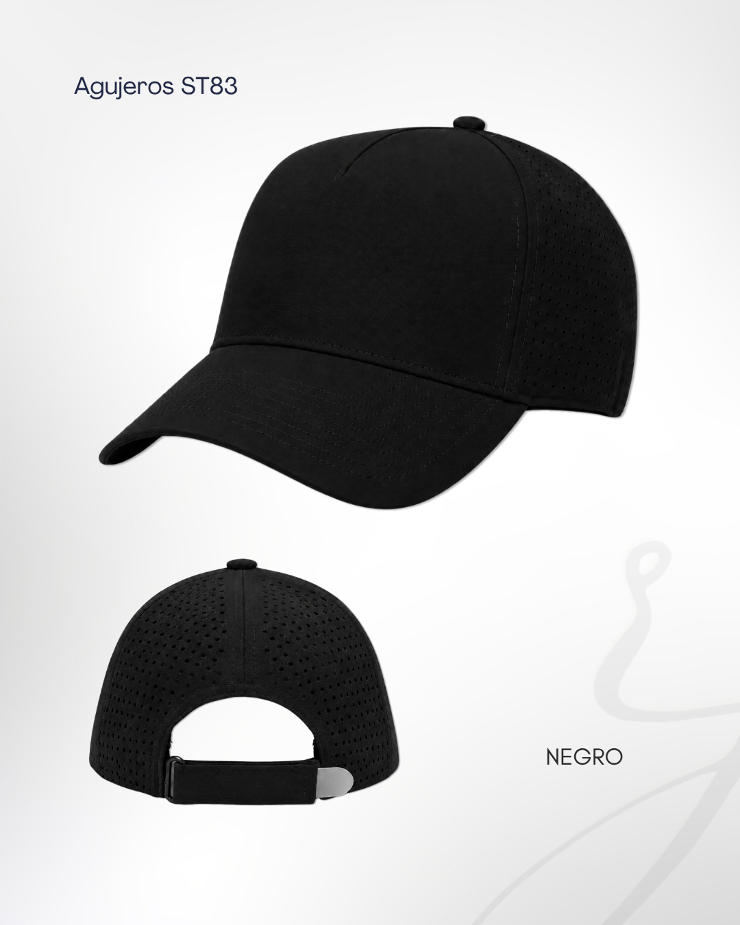 Gorra Agujeros ST83 negra personalizada por RJIMPRESS